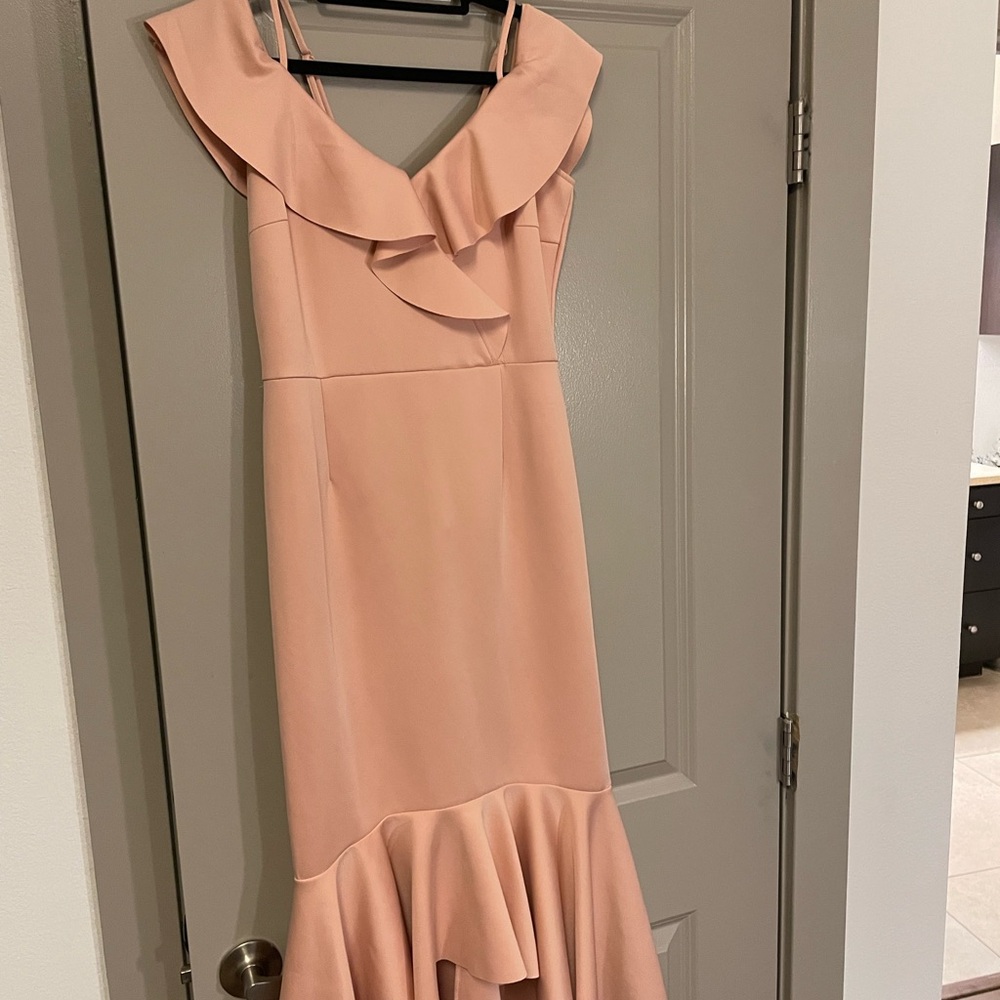 VENUS Peach Ruffle High-Low Dress